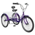thumbnail image 1 of MOPHOTO Adult Tricycle Bike 3 Wheeler Bicycle 7 Speed Portable Tricycle 20" Wheels,Rose purple, 1 of 12