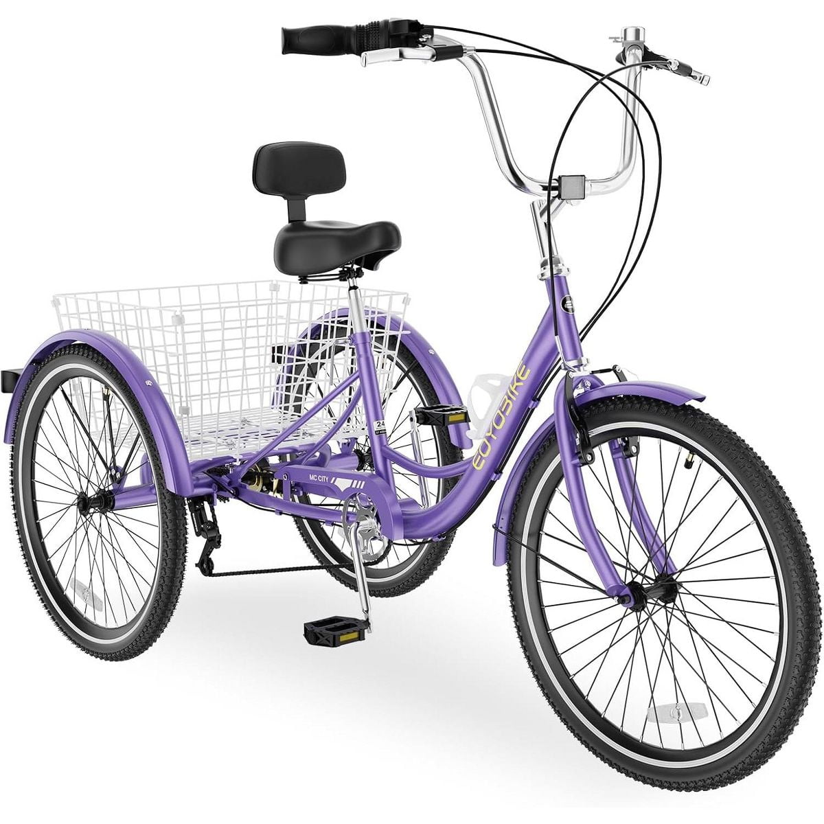 MOPHOTO Adult Tricycle with 24" Big 3 Wheels,Three Wheel Cruiser Bikes