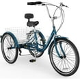 thumbnail image 1 of MOPHOTO Adult Tricycle with 24" Big 3 Wheels, Three Wheel Cruiser Bikes with Large Basket & Bell (Sage Green,7-Speed),3 Wheel Cargo Bicycle, 1 of 5