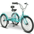 thumbnail image 1 of MOPHOTO Adult Tricycles 3 Wheel 7 Speed Trikes, 24 inch with Big Basket for Shopping, Picnics Exercise Men's Women's Cruiser Bike, 1 of 12
