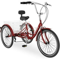 MOPHOTO Adult Tricycles 3 Wheel 7 Speed Trikes,26 inch with Big Basket for Shopping, Picnics Exercise Men's Women's Cruiser Bike