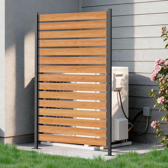 MOPHOTO Air Conditioner Fence with Planter Box,Freestanding Privacy Fence 1 Panel for Outside,Ourdoor Wood Trash Can Pool Equipment Enclosure Fences,No-Dig Kit 38" W x 73" H