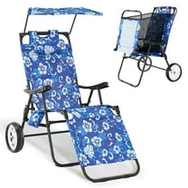 MOPHOTO Beach Chair with Canopy Shade, Folding Beach Cart Chair w/Wheels, Outdoor Recliner Patio Lounge Chairs for Camp, Tailgates, Fishing - Support 400 LBS