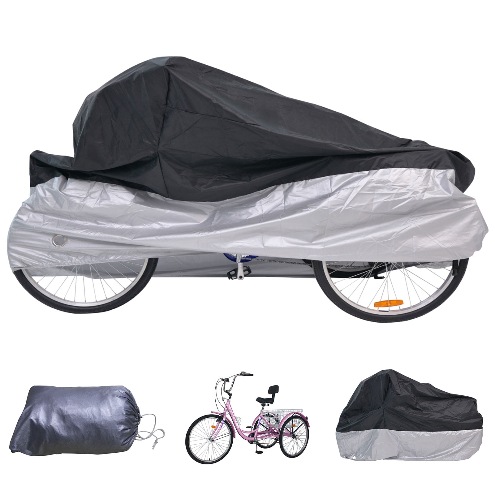 MOONCOOL Adult Tricycle Cover 75 Lx30 Wx44 H with Lock Hole Storage Bag Rainproof Ideal for Outdoor Use Walmart