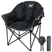 MOPHOTO Black Oversized Camping Chair with Carry Bag, Patio Lounge Chairs, Portable Folding Camp Chairs, Moon Saucer Chair Folding Chair Sports Chair Outdoor Chair Lawn Chair