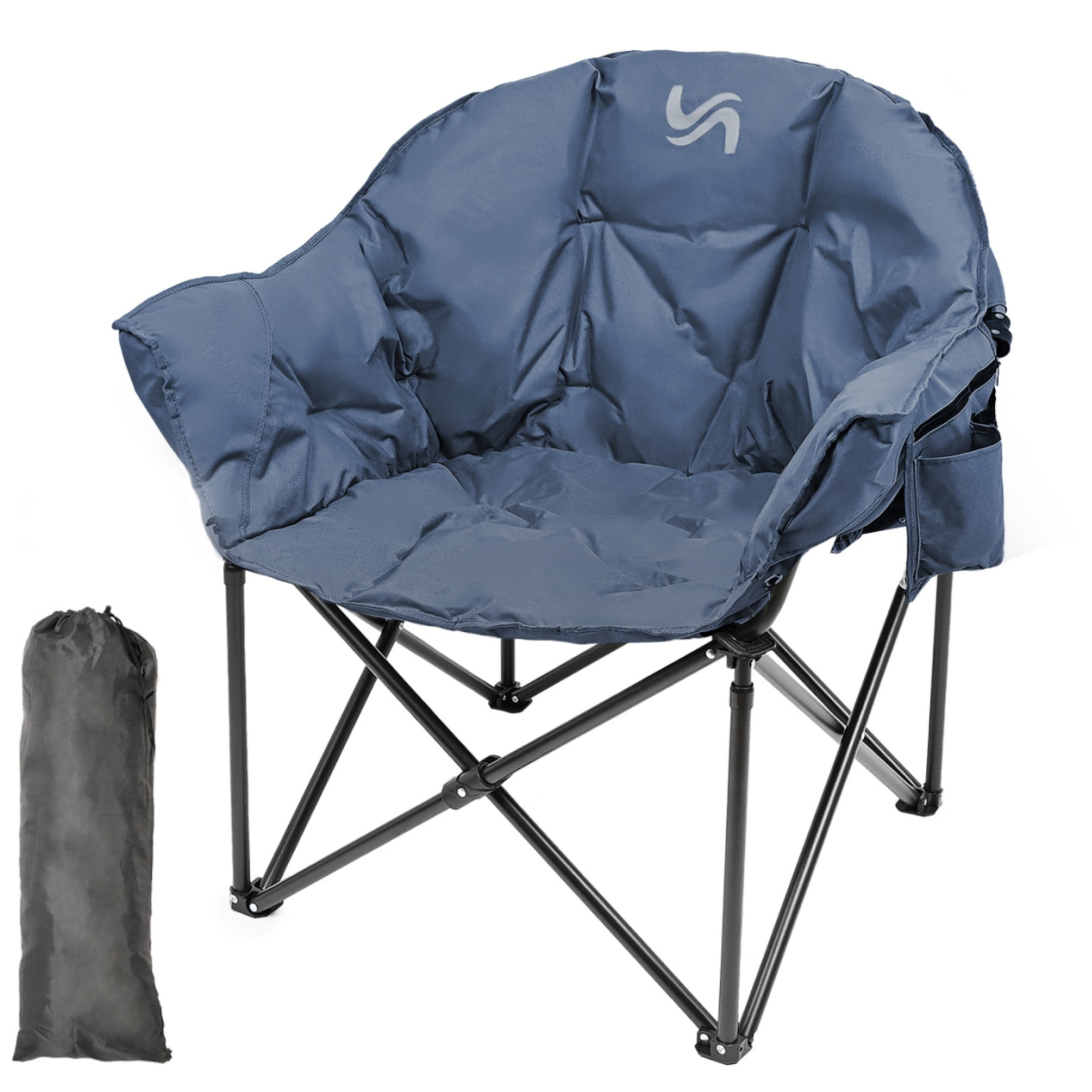 MOPHOTO Blue Oversized Camping Chair with Carry Bag, Patio Lounge