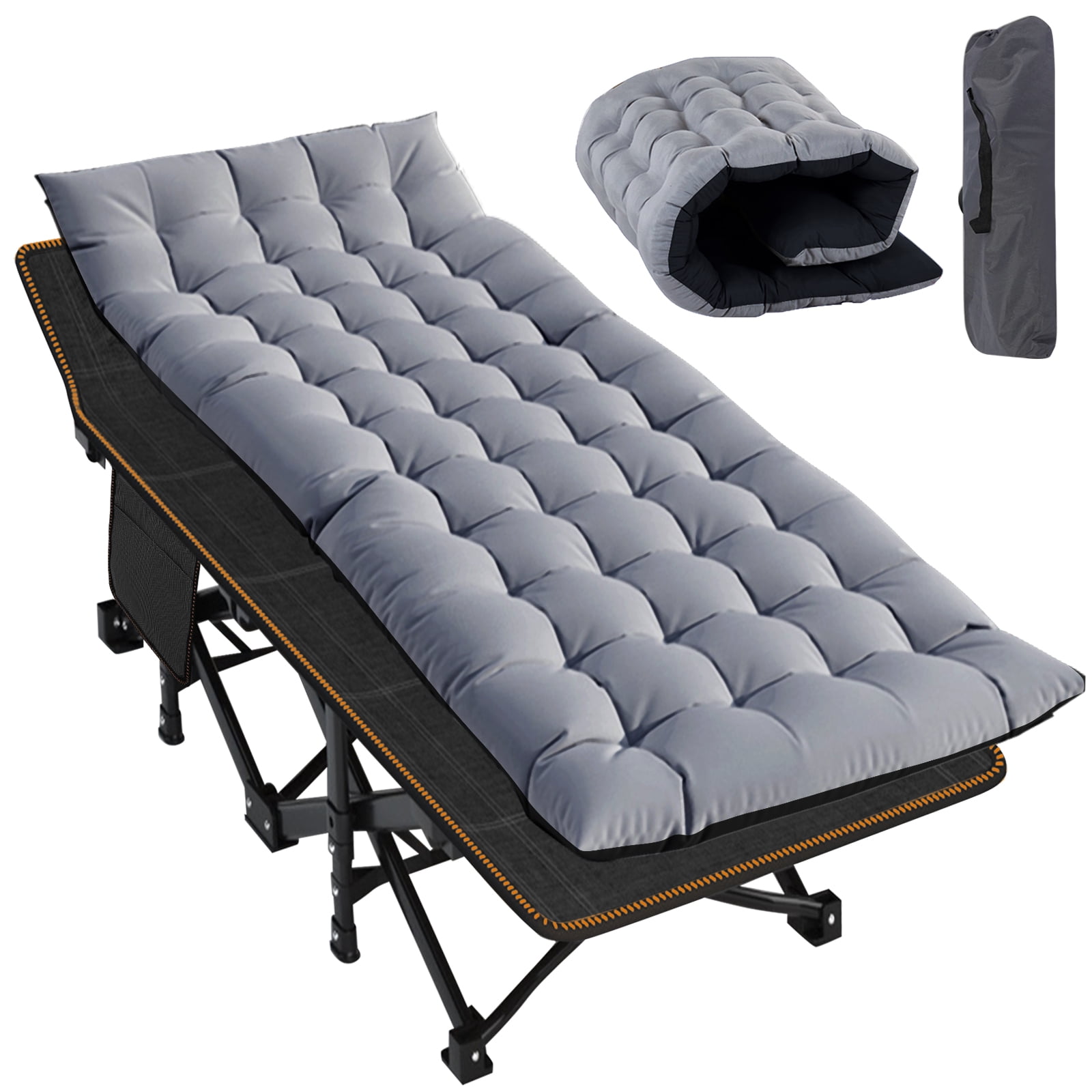 MOPHOTO Camping Cot, 75" Portable Folding Bed for Adults, Rollaway Bed