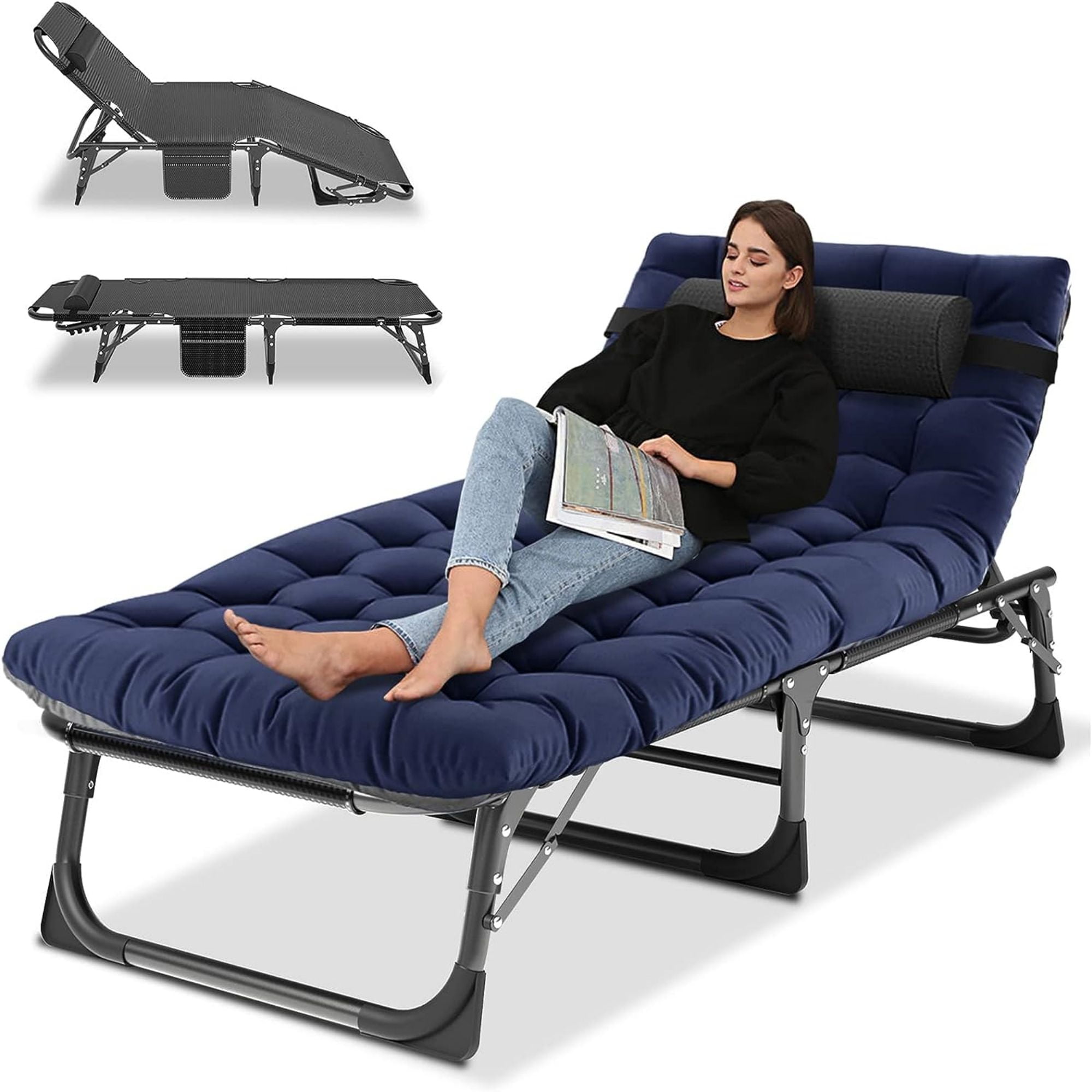 MOPHOTO Camping Cot With Mattress, Heavy Duty Sleeping Cot with Pillow