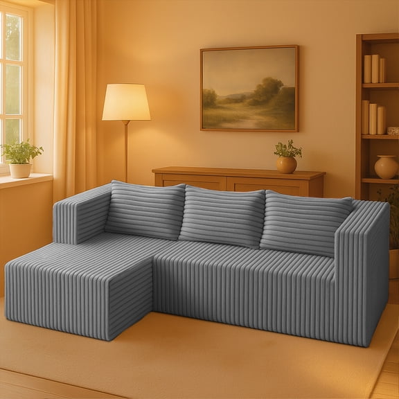 MOPHOTO Cloud Sectional Couch with Chaise, Comfy L Shaped Chaise Modern Modular Sofa with Deep Seat, Upholstered Couches for Living Room, Bedroom, No Assembly Required
