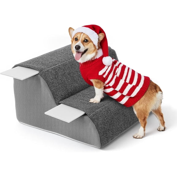 MOPHOTO Dog Stairs for Small & Large Dogs and Cats Dog Ramp for High Beds,Couch,Sofa,Waterproof Pet Steps with Removable Washable Cover(2 Steps)