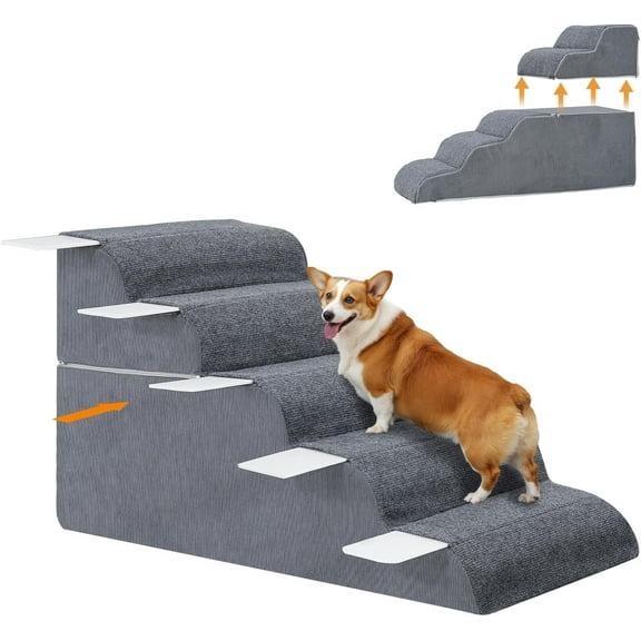 MOPHOTO Dog Stairs for Small & Large Dogs and Cats Dog Ramp for High Beds,Couch,Sofa,Waterproof Pet Steps with Removable Washable Cover（5 Steps）
