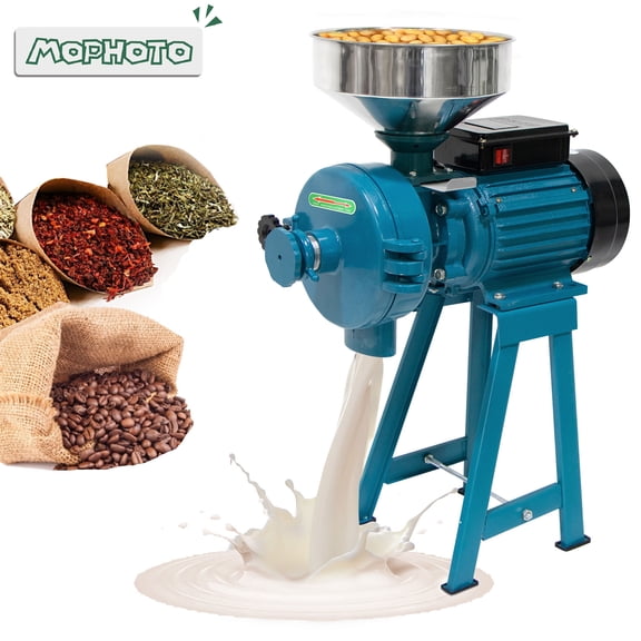 MOPHOTO Electric Grain Grinder Dry Wet Grinder, 110V Grain Grinder Mill 3000W, Wheat Grinder Feed Mill Flour Mill Cereals Grinder Rice Mill with Funnel (Wet Dry Grinder)