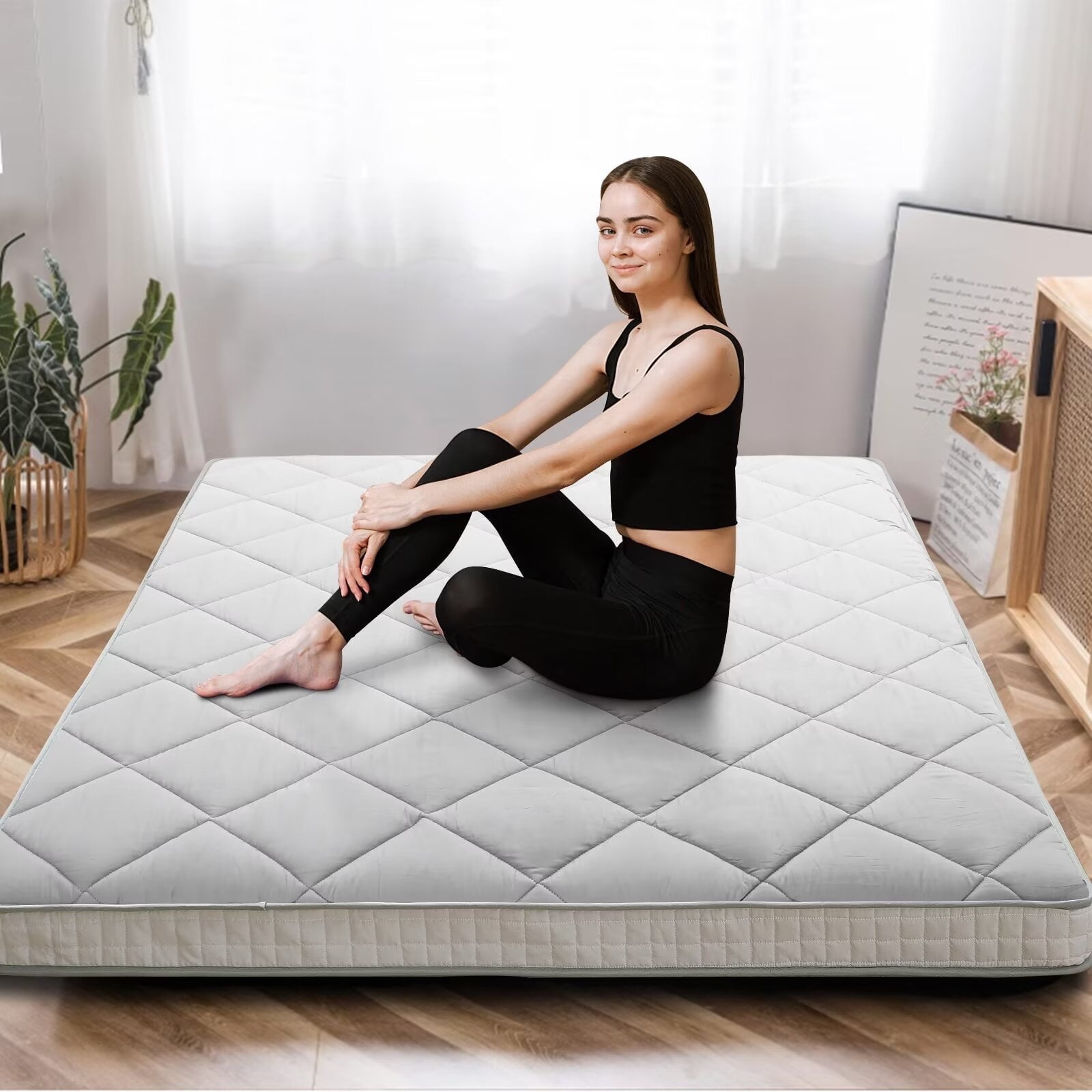 MOPHOTO Floor Mattress Futon Mattress Extra Thick Folding Sleeping Pad Portable Mattress Twin Size (80*39*4in)