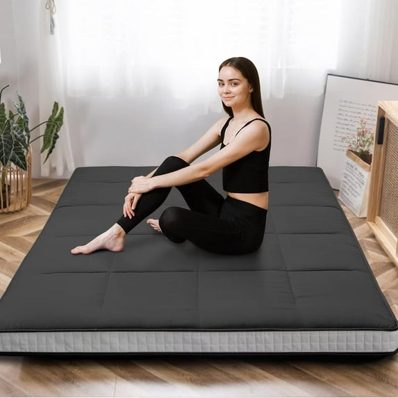 MOPHOTO Floor Mattress Japanese Futon Mattress Extra Thick Folding Sleeping Pad Futon Mattress Portable Camping Mattress Queen Size (80*60*4in)