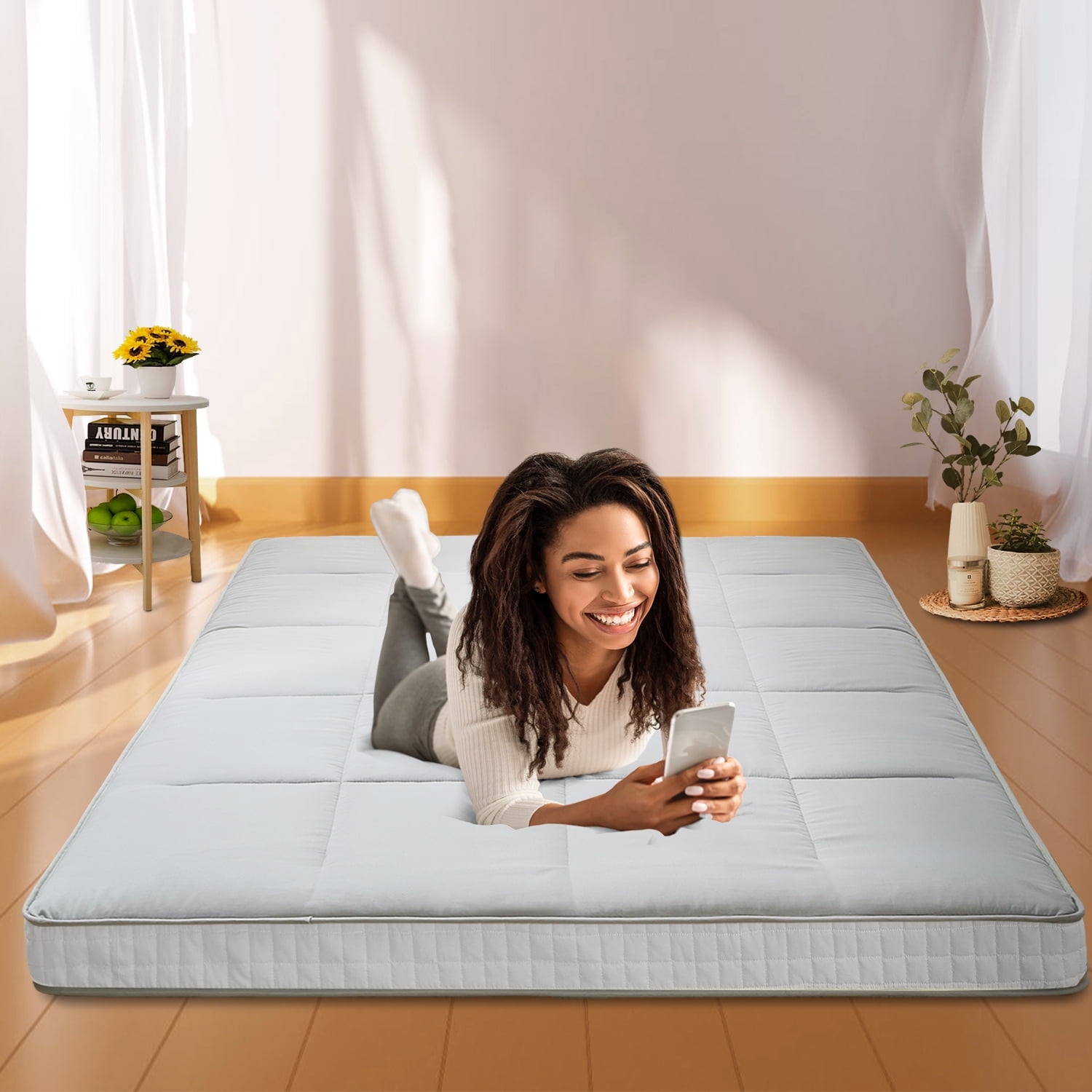 MOPHOTO Floor Mattress Japanese Futon Mattress Extra Thick Folding Sleeping Pad Futon Mattress Portable Camping Mattress Twin Size 80 39 4in