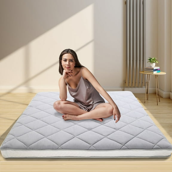MOPHOTO Floor Mattress with Storage Bag, Twin Size, Japanese Futon Mattress Extra Thick