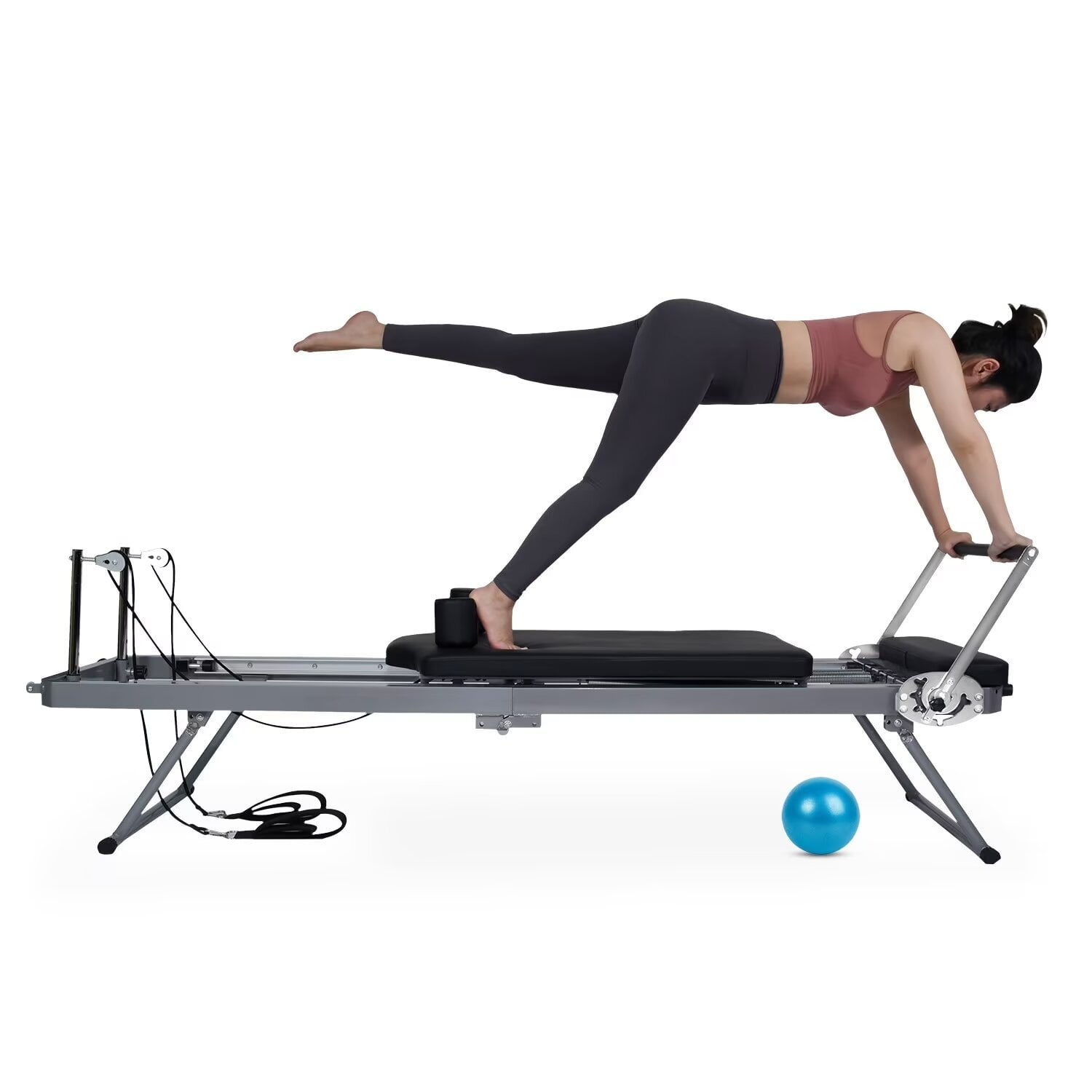 MOPHOTO Foldable Pilates Reformer, Home Pilates Machine with Spring, Quiet 300 lbs Pilates