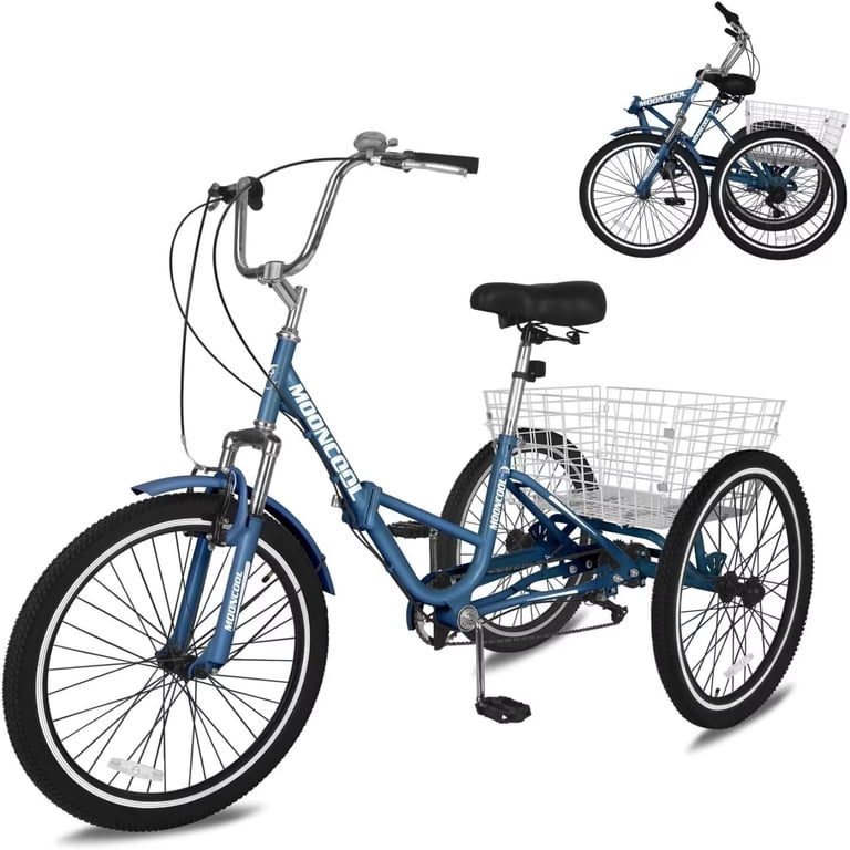 MOPHOTO Folding Adult Tricycle 7-Speed, 20