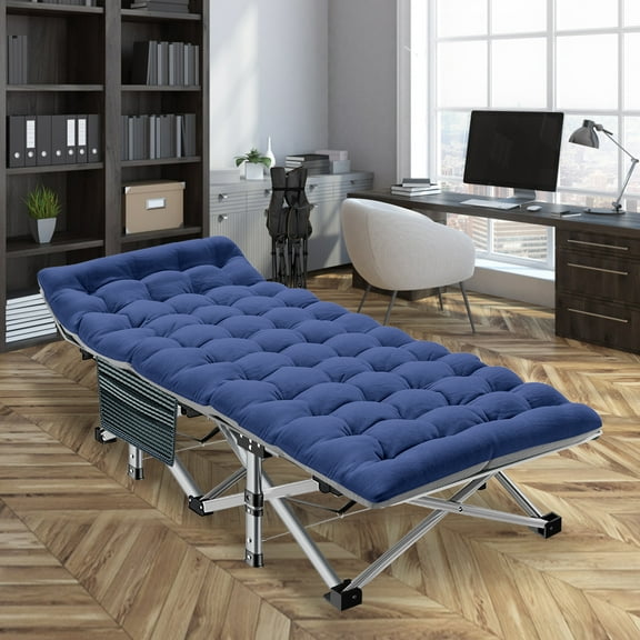 MOPHOTO Folding Camping Bed with Mattress & Carry Bag, Folding Cot for Adults 75"×28" Heavy Duty Sleeping Cots with 4D Pillow