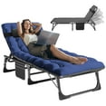 thumbnail image 1 of MOPHOTO Folding Camping Cot, Adjustable 4-Position Adults Reclining Folding Chaise with Pillow & Mattress,Portable Folding Lounge Chair，Patio Lounge Chairs with Cushion, 1 of 8