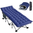 thumbnail image 1 of MOPHOTO Folding Camping Cot for Adult 880 bls, Protable Folding Bed with Carry Bag, Adult Sleeping Bed with Blue Cotton Pad, Home Office Beach, 1 of 8
