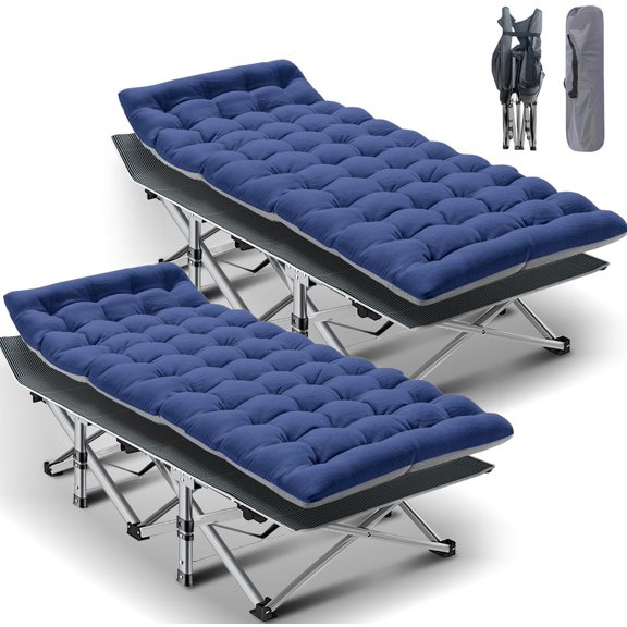 MOPHOTO Folding Camping Cots for Adults 880lbs, 2 Pack Folding Cot, 75"×28"Sleeping Bed with Luxury Mattress & Carry Bag