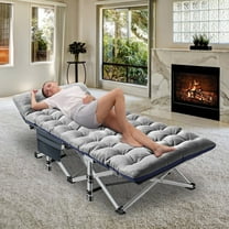 MOPHOTO Folding Camping Cots for Adults, Double Layer 1200D Folding Cots Portable W/Mattress, Heavy Duty Sleeping Bed, 75"x28"