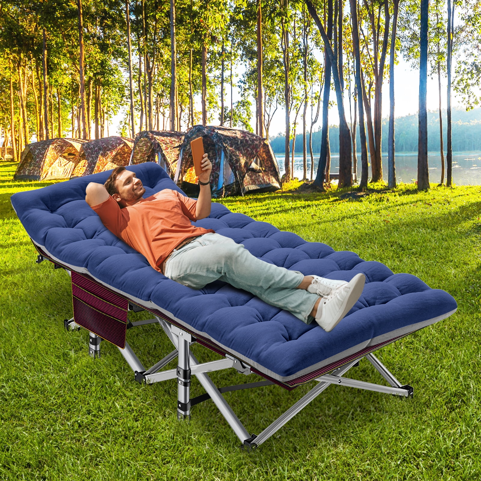 MOPHOTO Folding Camping Cots for Adults, Updated Folding Cots for