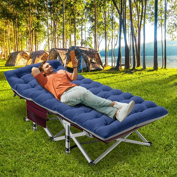 MOPHOTO Folding Camping Cots for Adults, Updated Folding Cots for Sleeping, Heavy Duty Sleeping Bed, W/Carrying Bag