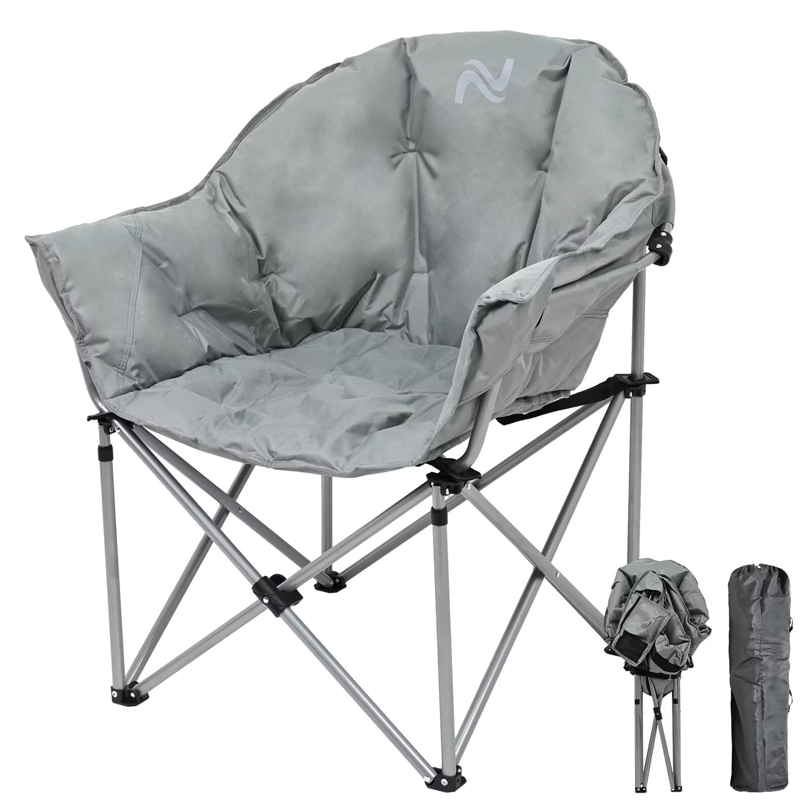 MOPHOTO Gray Oversized Camping Chair with Carry Bag, Patio Lounge