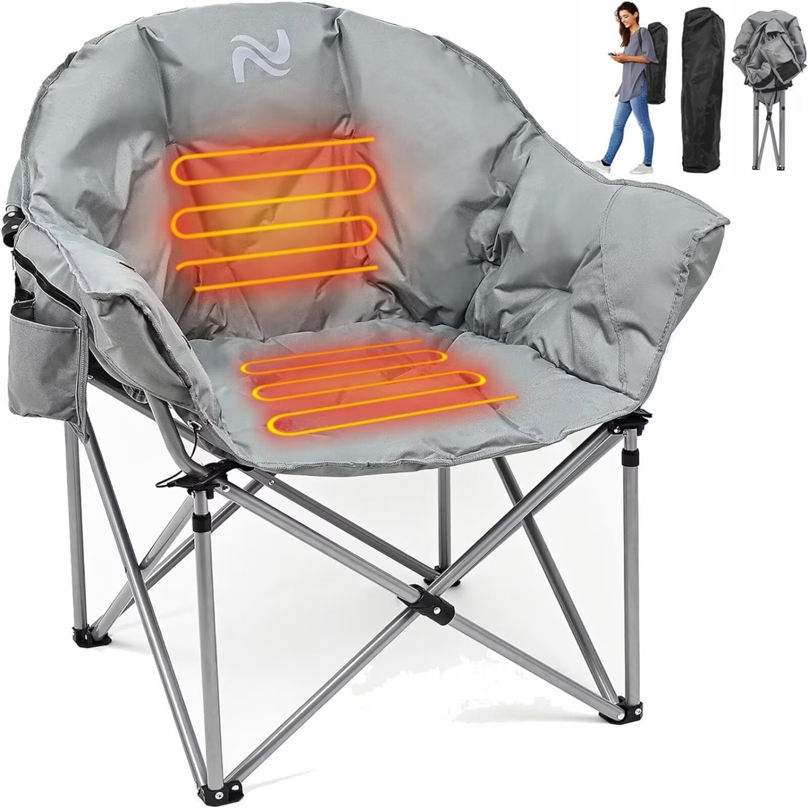 MOPHOTO Heated Camping Chair, Oversized Camping Chairs with 3 Heat