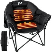 MOPHOTO Heated Camping Chair with Headrest Pad,Oversized Heated Chair Outdoor Sports,Heated Camp Chair Seat Supports 500 lbs,Heating Folding Chair for Camping,Patio,Picnic