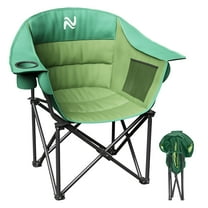 MOPHOTO Oversized Padded Camping Chair, Outdoor Folding Chair, Portable Heavy Duty Arm Chairs with Side Pockets, Cup Holder for Lawn, Picnic, Fishing, Backpacking, Support 400bls