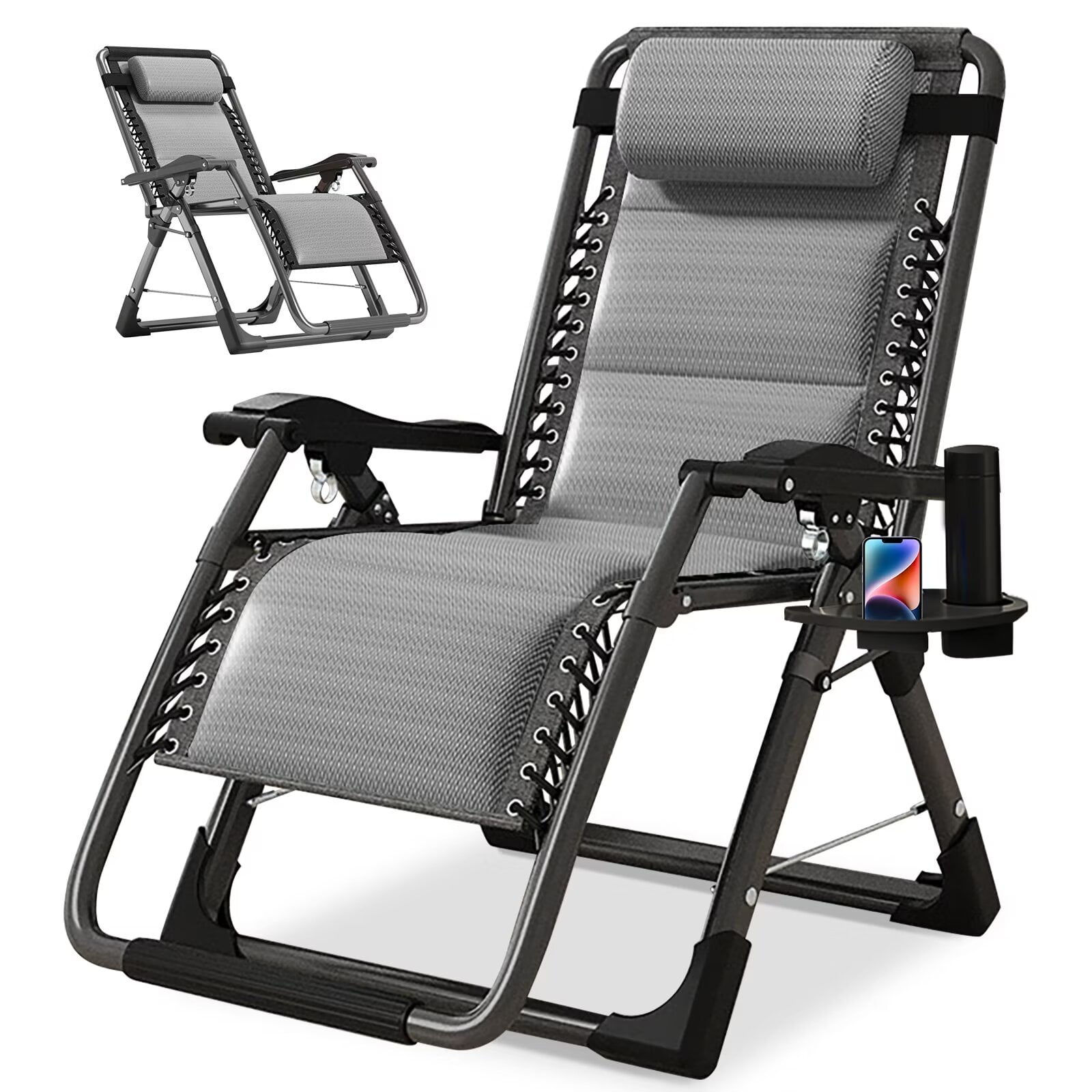 MOPHOTO Heavy Duty Zero Gravity Chair, Outdoor Lawn Recliner with Cup