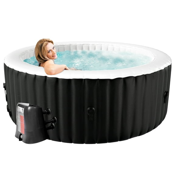 MOPHOTO 2-4 Person Inflatable Hot Tub, 72" X 72" X 25" Large Portable Round Hottub with 120 Bubble Jets, Outdoor Bathtub Spa Set Included Heater Pump, Filter and Spa Cover