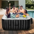thumbnail image 1 of MOPHOTO 4-6 Person Inflatable Hot Tub, Large Square Portable Blow up Hot Tub, Leak-Proof PVC Outdoor Spa with 130 Air Jets, Insulated Cover and Heater Pump(73"*73"*25"), 1 of 8