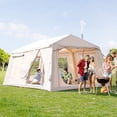 thumbnail image 1 of MOPHOTO 6-8 Person Inflatable Tents for Camping, Blow Up Tent with Hand Pump, Easy Setup Inflatable Hot Tent with Stove Jack, Waterproof Oxford Air Glamping Tents for Camping Adult, 1 of 10