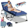 thumbnail image 1 of MOPHOTO Outdoor Beach Lounge Chair Folding Chaise Lounge with Pillow & Pad,  Face Down Tanning Chaise Lounge Chair with Face & Arm Holes, Multi-scenario available, Blue, 1 of 9