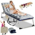 thumbnail image 1 of MOPHOTO Outdoor Beach Lounge Chair Folding Chaise Lounge with Pillow & Pad,  Face Down Tanning Chaise Lounge Chair with Face & Arm Holes, Multi-scenario available, Brown, 1 of 9