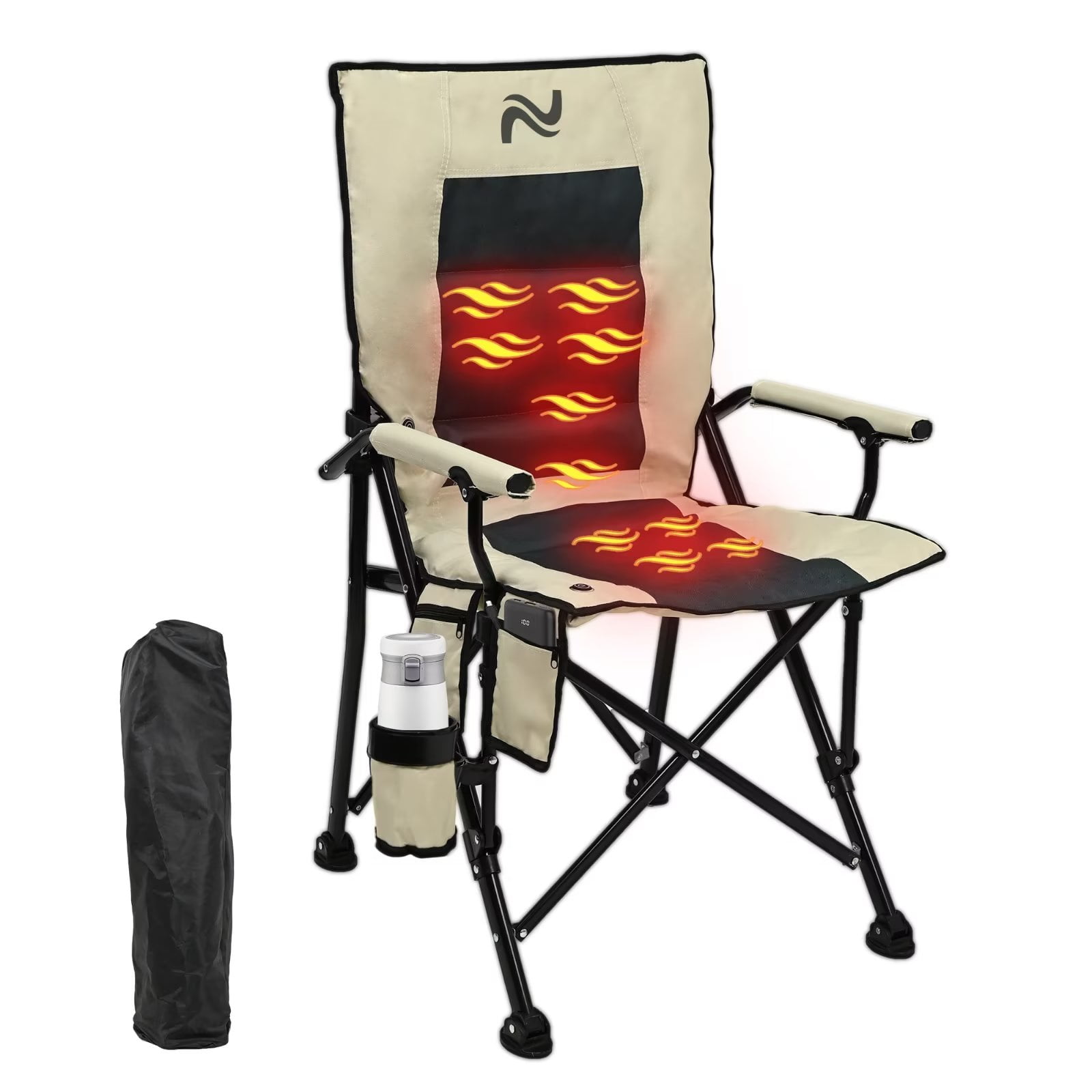 MOPHOTO Outdoor Heated Camping Chair for Adults, Heavy Duty Portable Heated Folding Camping