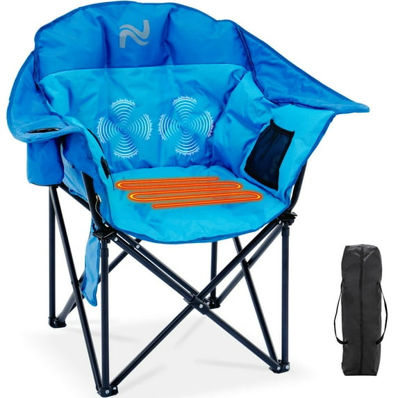 MOPHOTO 400LBS Oversized Heated Camping Chair - Oversized Padded Outdoor Chair USB Heating, Side Pocket & Carry Bag for Patio, Beach, Fishing