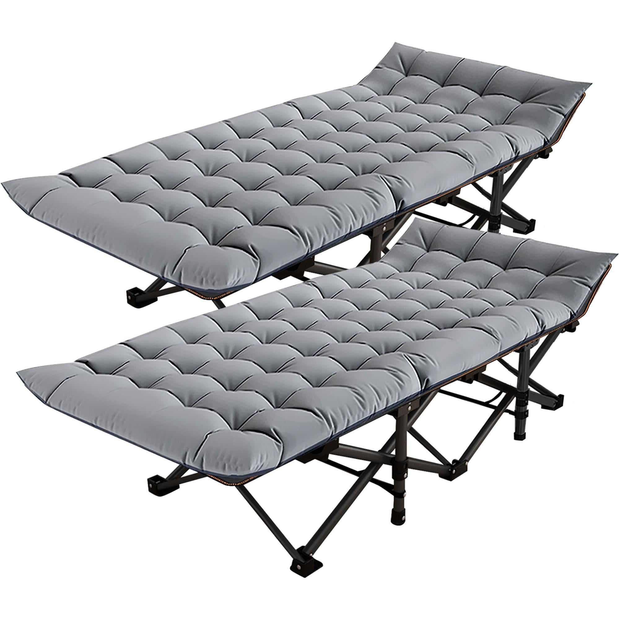 MOPHOTO Outdoor Portable Camping Cots for Adults 880lbs, 2 Pack Sleeping Cot with Mattress, 75"×