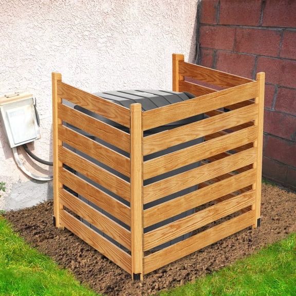 MOPHOTO Outdoor Wood Fence Panels Fence Privacy Screen, Air Conditioner Fence Trash Can Fence Pool Equipment Enclosure Fence, Fence Panels for Outside, 36" L x 36" W x 36" H, 3 Panels