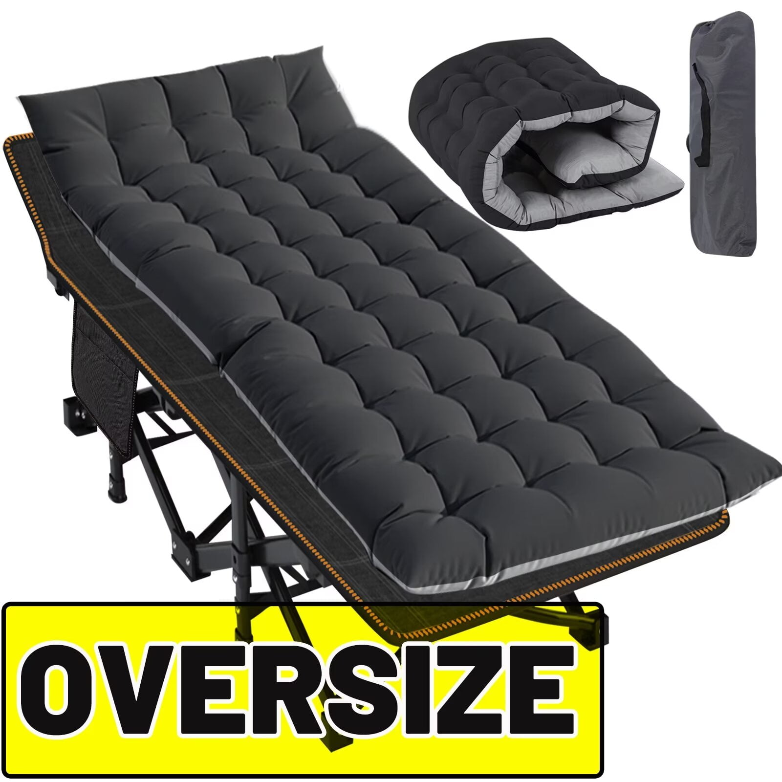 MOPHOTO Oversized 78"*32" Heavy Duty Outdoor Camping Cot with Mattress