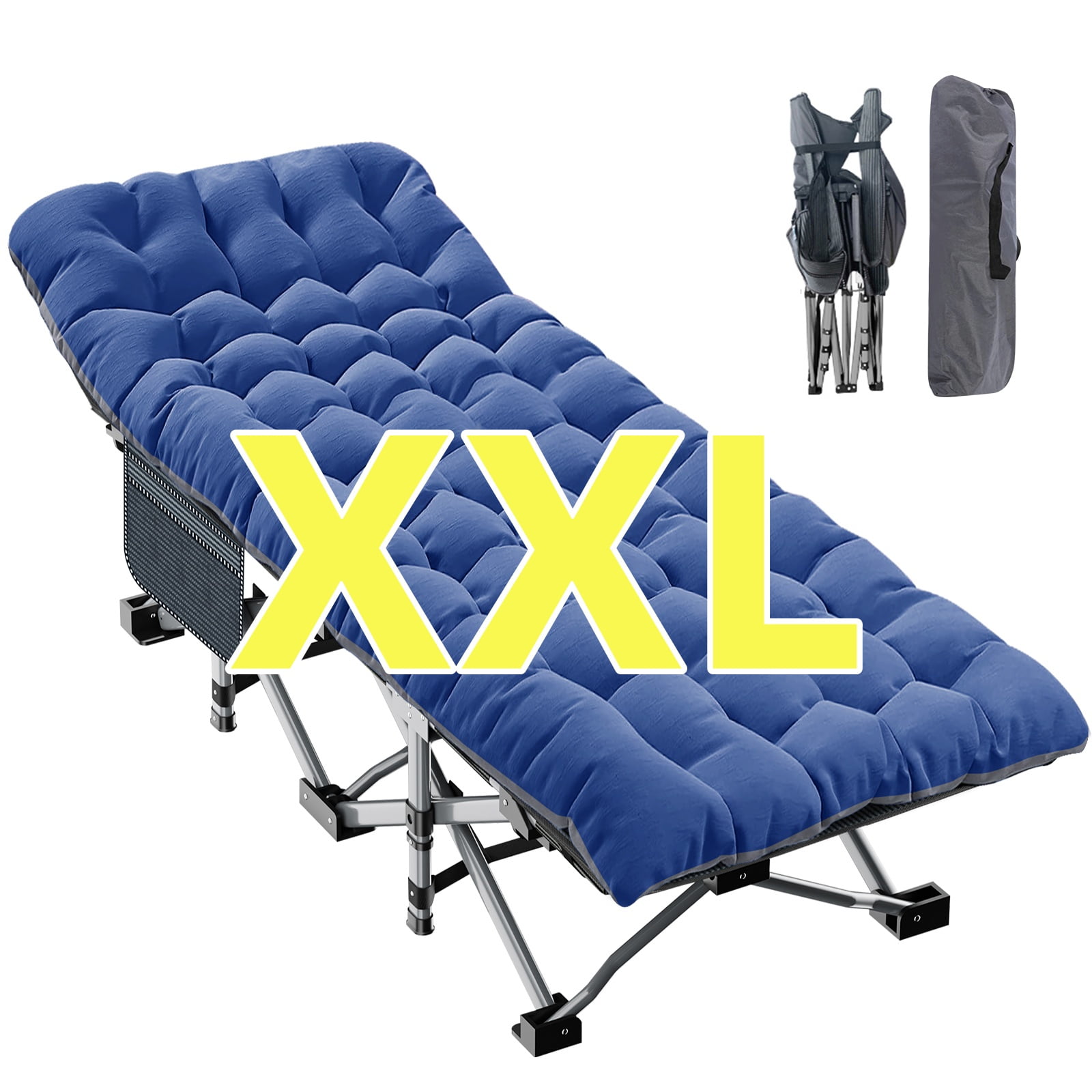 MOPHOTO Oversized 78"*32" Heavy Duty Outdoor Camping Cot with Mattress, Portable Folding Bed for