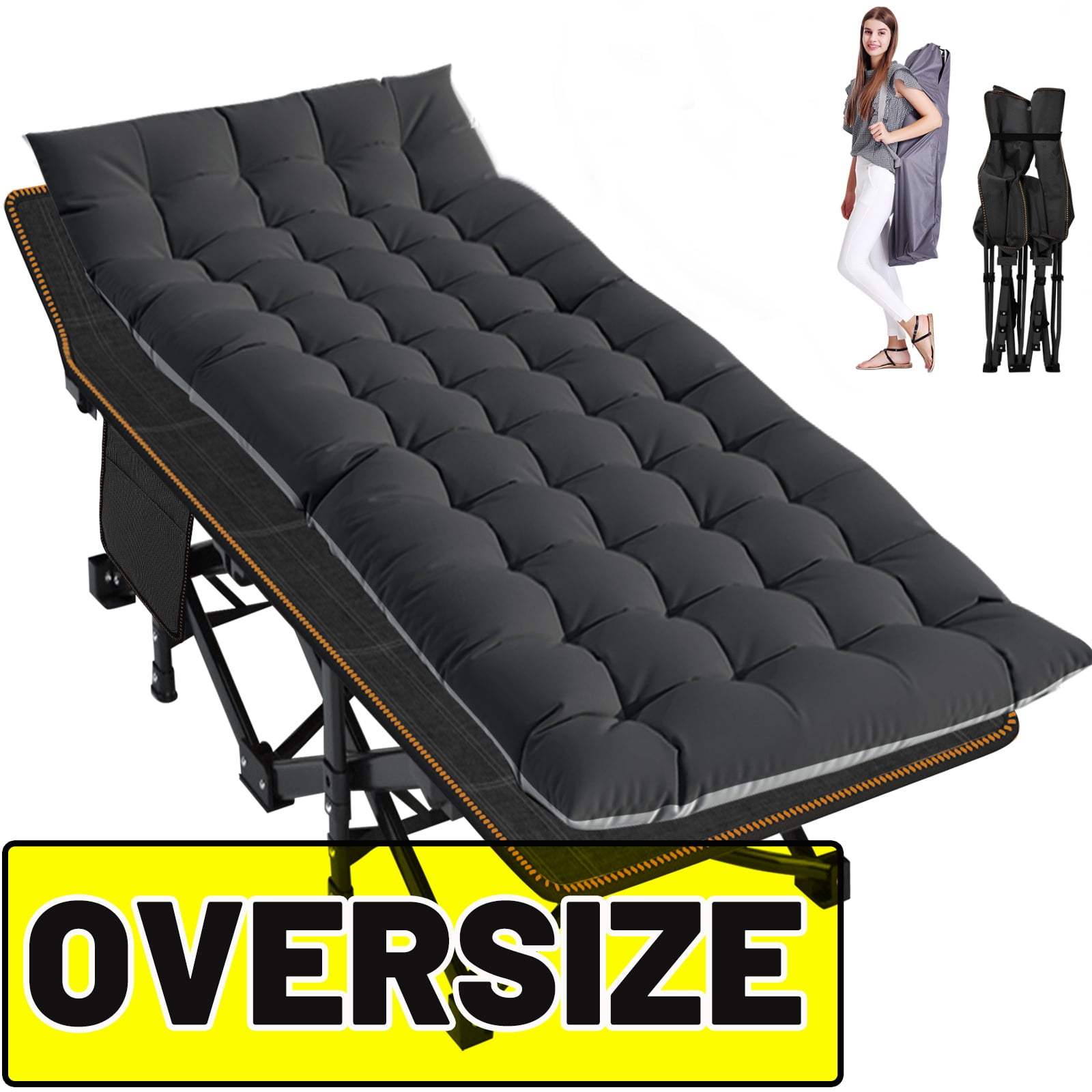 MOPHOTO Oversized 78"x32" Folding Camping Cots for Adults, Double Layer