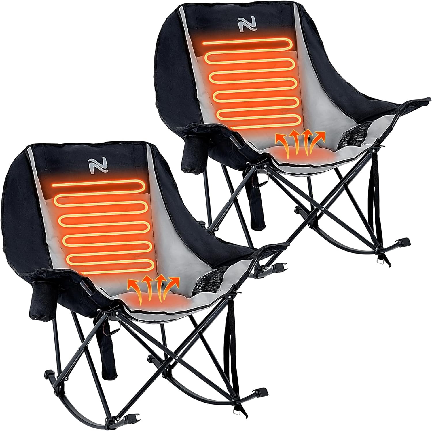 Heated Rocking Chair MOPHOTO Oversized Heated Rocking Camping Chair Support 500 lbs,Portable ...