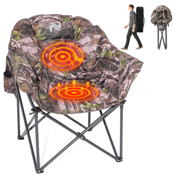 MOPHOTO Heated Camping Chair - Heated Folding Chairs for Outdoor Sports, Portable Heated Chair for Adults,Supports 500 Lbs, Perfect for Camping, Outdoor Sports, Picnics
