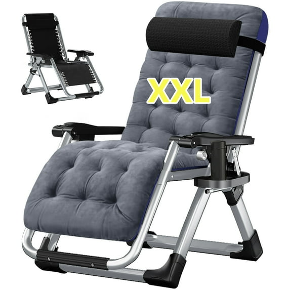 MOPHOTO Oversized Zero Gravity Chair, Lounge Chair Patio Folding Recliner for Adults Kids, Portable Chaise Lounge with Removable Cushion, Headrest and Cup Holder, Support 440 Lbs