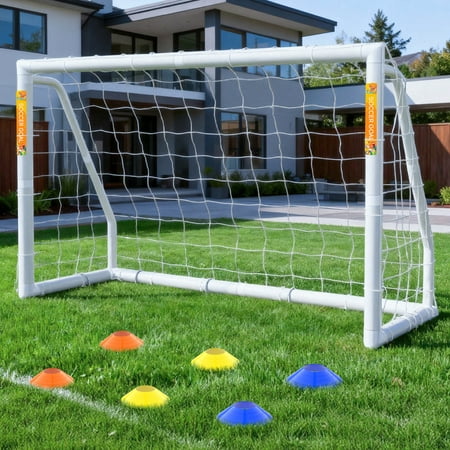MOPHOTO PVC Soccer Goals for Backyard,6"x4" White Foldable Competition Practice Training Goals,Portable Soccer Training Equipment,Moveable Weatherproof Outdoor patio for Adults Youth